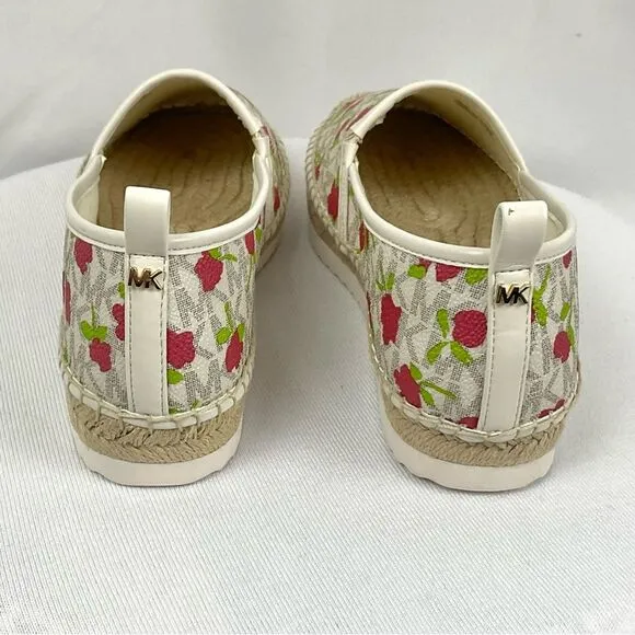 Michael Kors Lenny Espadrille Slip On Shoes Sz 7.5 M New Rose &amp; Signature Flats
