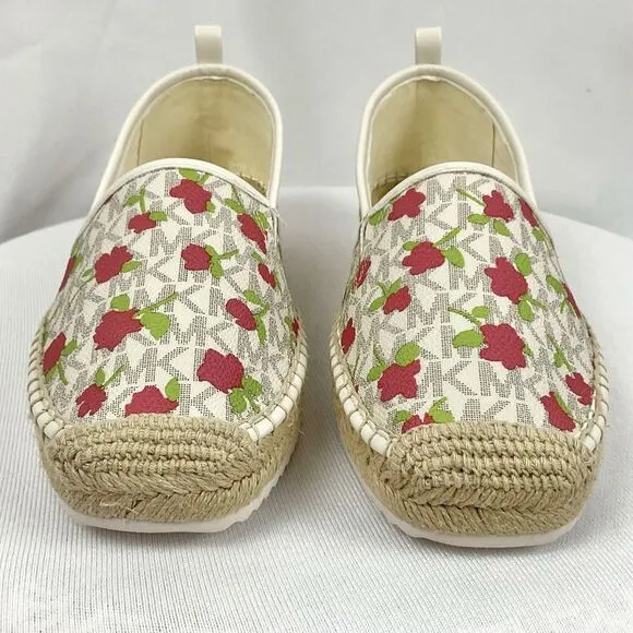 Michael Kors Lenny Espadrille Slip On Shoes Sz 7.5 M New Rose &amp; Signature Flats