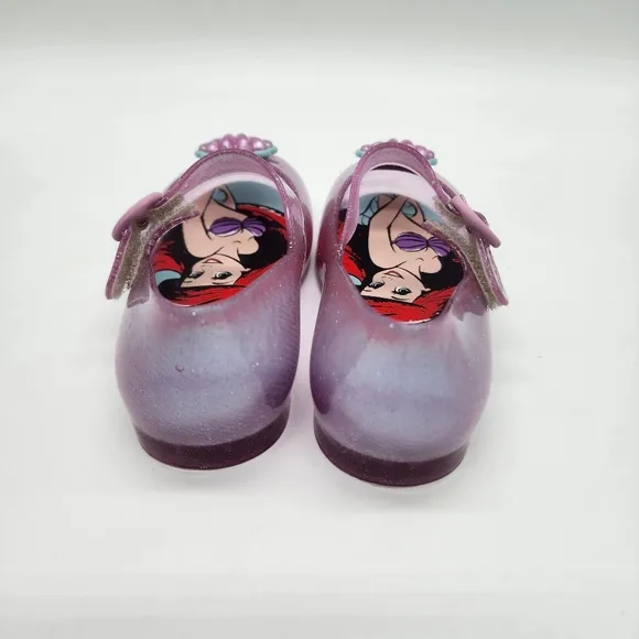 Mini Melissa Girl's Sweet Love Disney Princess Mary Jane Jelly Flat Ariel Size 7
