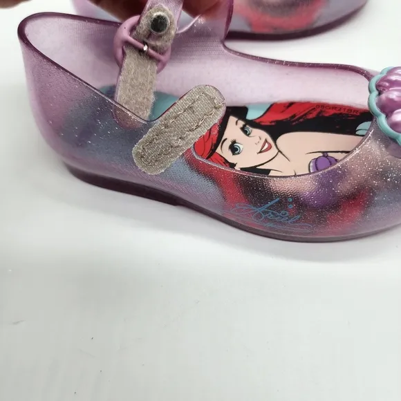 Mini Melissa Girl's Sweet Love Disney Princess Mary Jane Jelly Flat Ariel Size 7