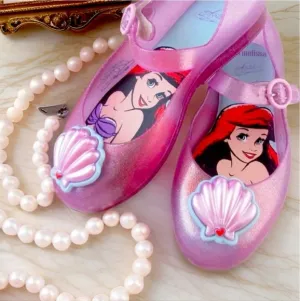 Mini Melissa Girl's Sweet Love Disney Princess Mary Jane Jelly Flat Ariel Size 7