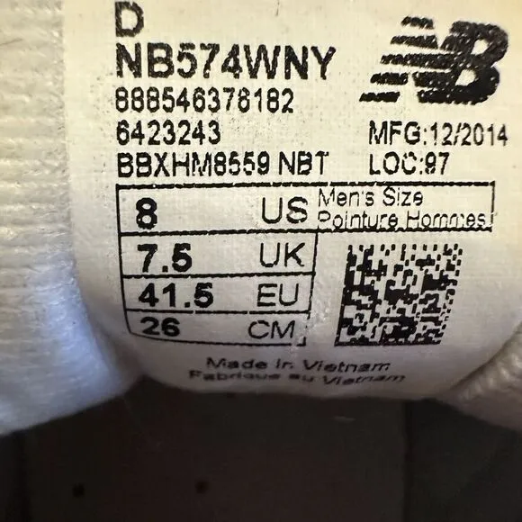 New Balance 574 Encap White Navy Mens sz‎ 8 US  NB574WYN