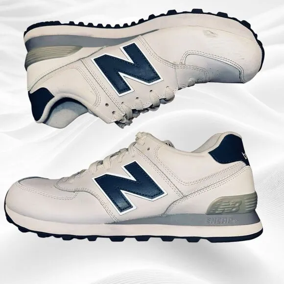 New Balance 574 Encap White Navy Mens sz‎ 8 US  NB574WYN