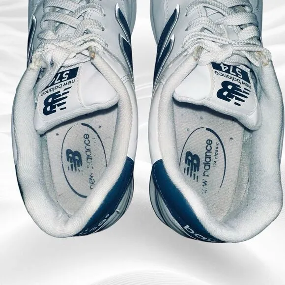 New Balance 574 Encap White Navy Mens sz‎ 8 US  NB574WYN