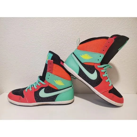 Nike Air Jordan 1 Skinny High 602656-633 Kids Running Shoes Volt Red Size 5.5y