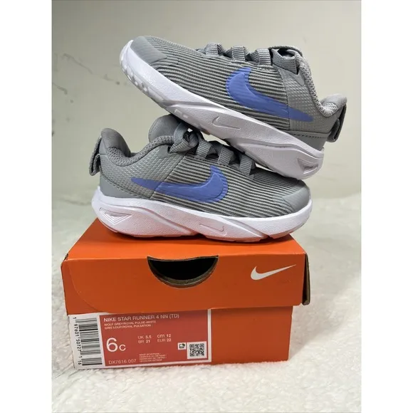 Nike Boy's Star Runner 4 Athletic Toddler Baby Shoes Wolf Grey Size 6C NEW