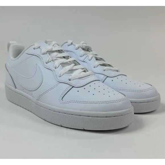 Nike Court Borough Low 2 (GS) 7Y Big Kids Youth Triple White Shoes BQ5448-100
