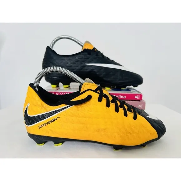 Nike Kids Jr Hypervenom Phelon III FG Soccer Cleats Black 852595-801 Size 5Y