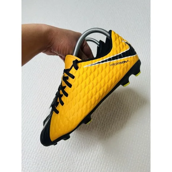Nike Kids Jr Hypervenom Phelon III FG Soccer Cleats Black 852595-801 Size 5Y