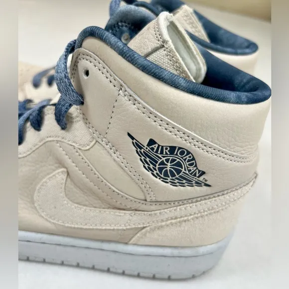 NIKE Women’s Air Jordan 1 Mid Sanddrift 9 Athletic Basketball Shoes Retro Swoosh