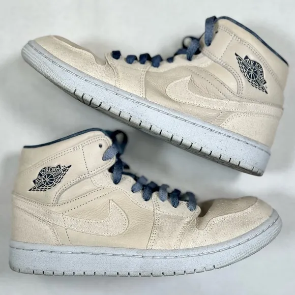 NIKE Women’s Air Jordan 1 Mid Sanddrift 9 Athletic Basketball Shoes Retro Swoosh