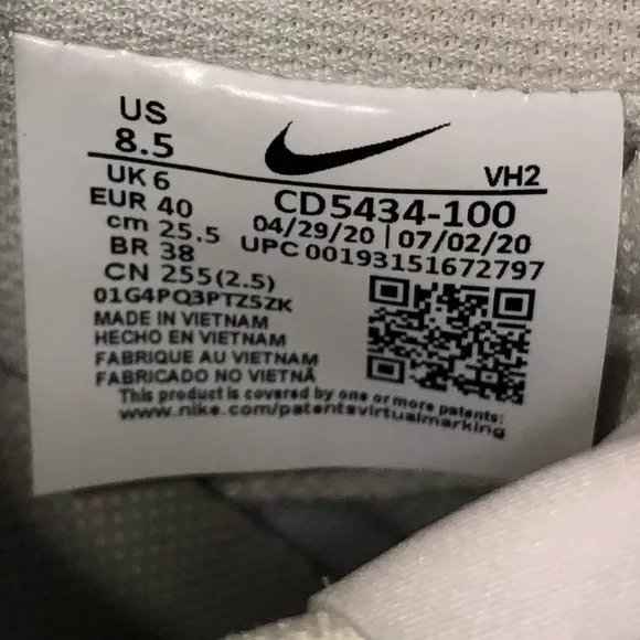 Nike Womens Court Vision Size 8.5 White Style CD5434-100 Year 2020 Low Sneaker