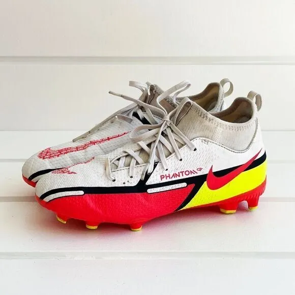Nike Jr Phantom GT2 Academy FG / MG -White/Volt/Red Soccer Cleats Size 3.5