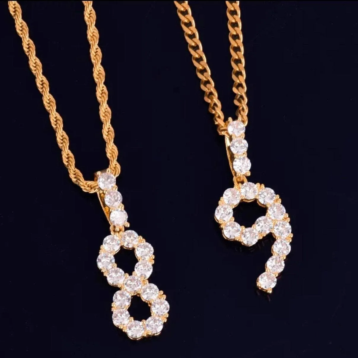 Number charm, number charm necklace, bling number charm