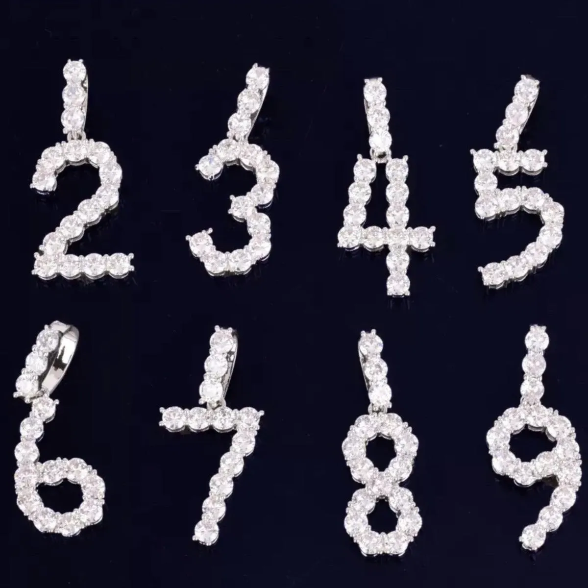 Number charm, number charm necklace, bling number charm