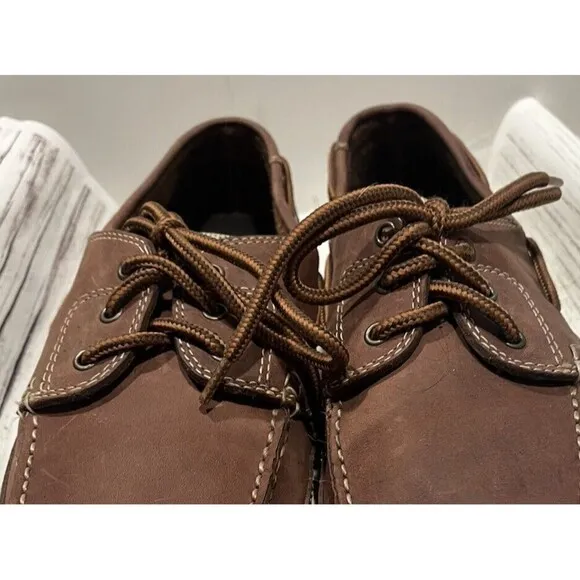Nunn Bush Bayside Men's Brown 3-Eye Boat Shoes 85608-77 Size 10.5 EUC