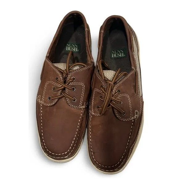 Nunn Bush Bayside Men's Brown 3-Eye Boat Shoes 85608-77 Size 10.5 EUC