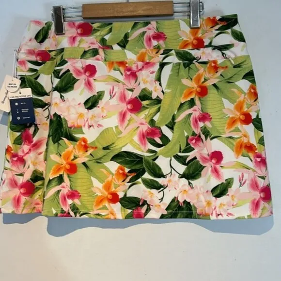 NWT Tommy Bahama Skort Skirt Pink Floral Pockets Golf Tennis size XL
