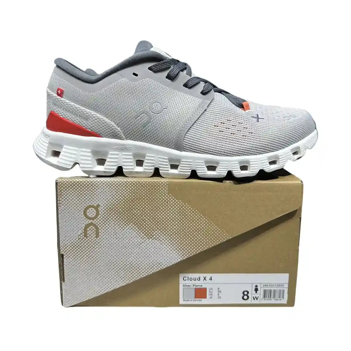 On Cloud X4 Women’s Silver/Orange-Red