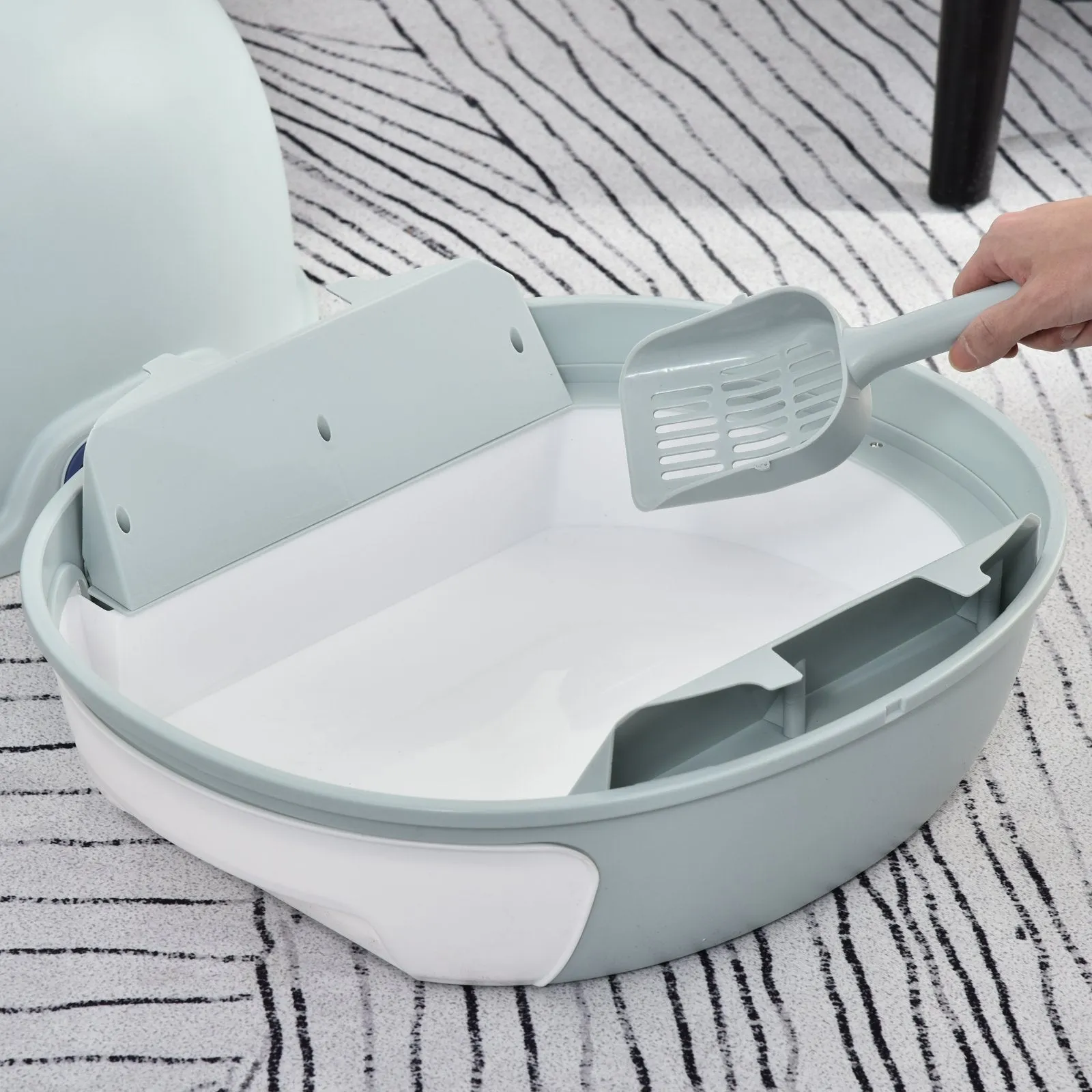PawHut Cats Rooftop Plastic Easy Clean Litter Box Blue