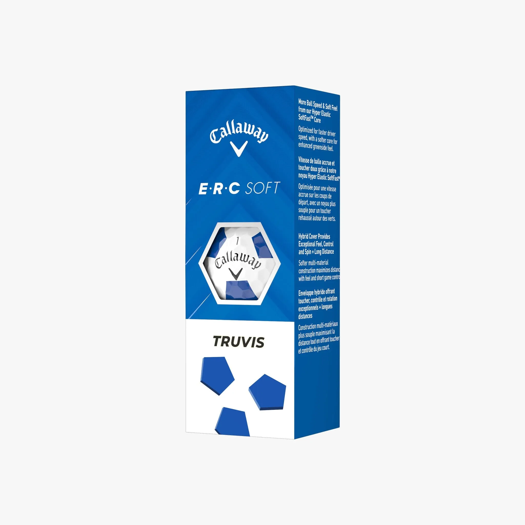 Pelotas de golf Callaway ERC Soft Truvis blancas, paquete de 12