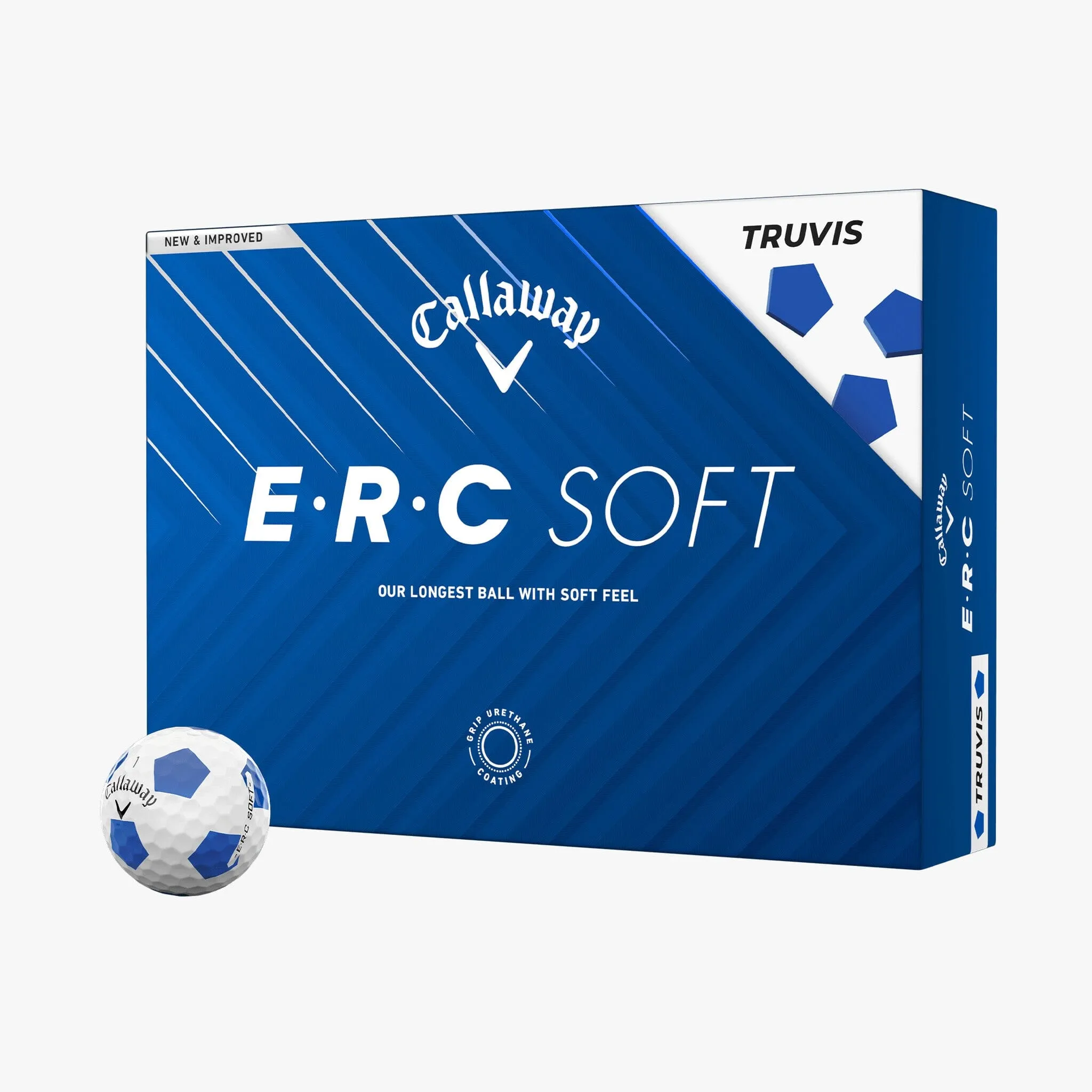 Pelotas de golf Callaway ERC Soft Truvis blancas, paquete de 12