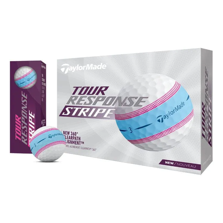Pelotas de golf TaylorMade Tour Response Stripe, paquete de 12