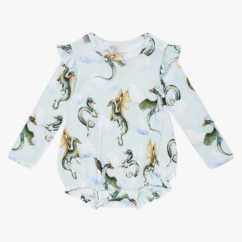 Posh Peanut Percy L/S Ruffled Bubble Romper