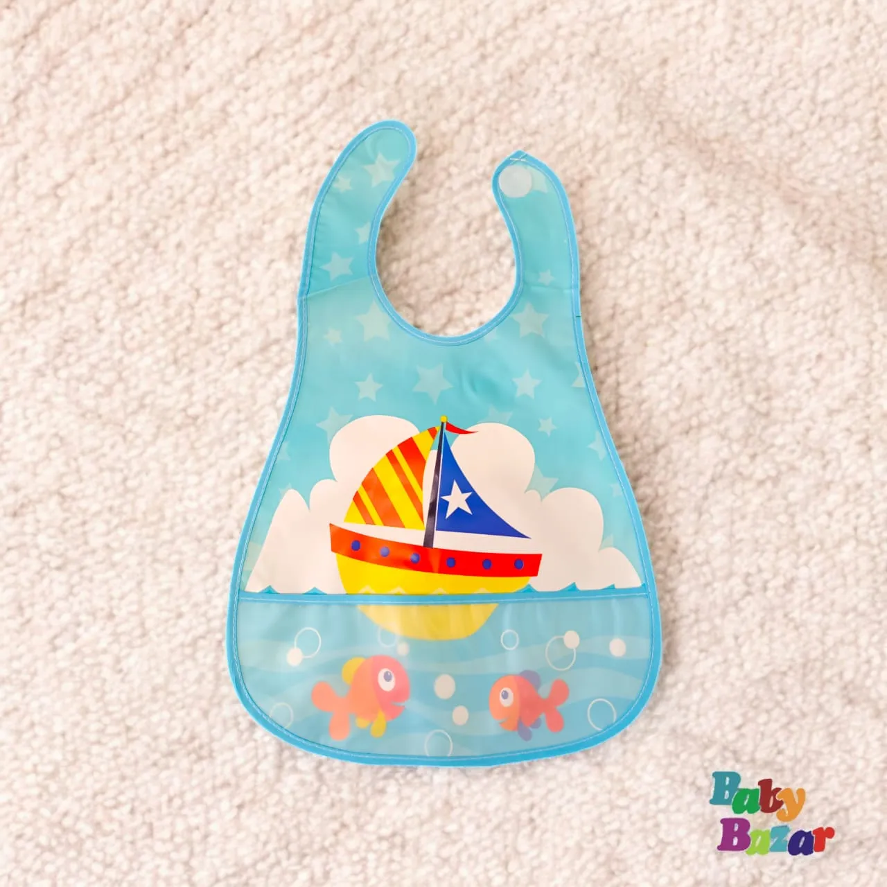 Premium Waterproof Baby Bib Adorable Sailboat Design Easy Clean High Quality Material