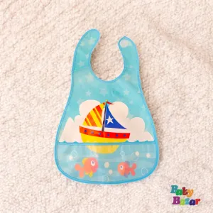 Premium Waterproof Baby Bib Adorable Sailboat Design Easy Clean High Quality Material