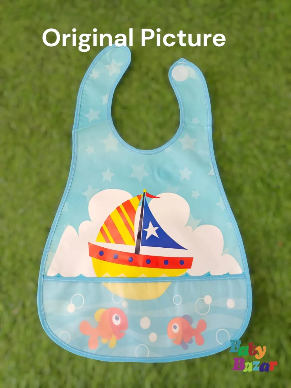 Premium Waterproof Baby Bib Adorable Sailboat Design Easy Clean High Quality Material