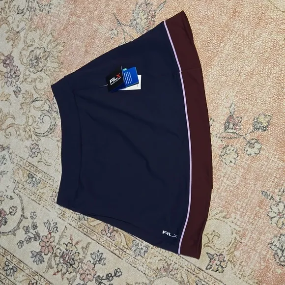 RLX Ralph Lauren Navy Blue Wrap Front Skort Pockets Moisture Wicking - Size M