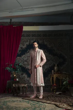 Rosegold Leaf Shaded Sherwani Set