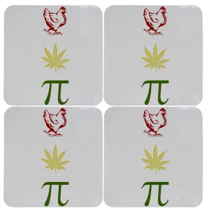 Set of Four Chicken Pot Pi Rasta Cork Backed Coasters