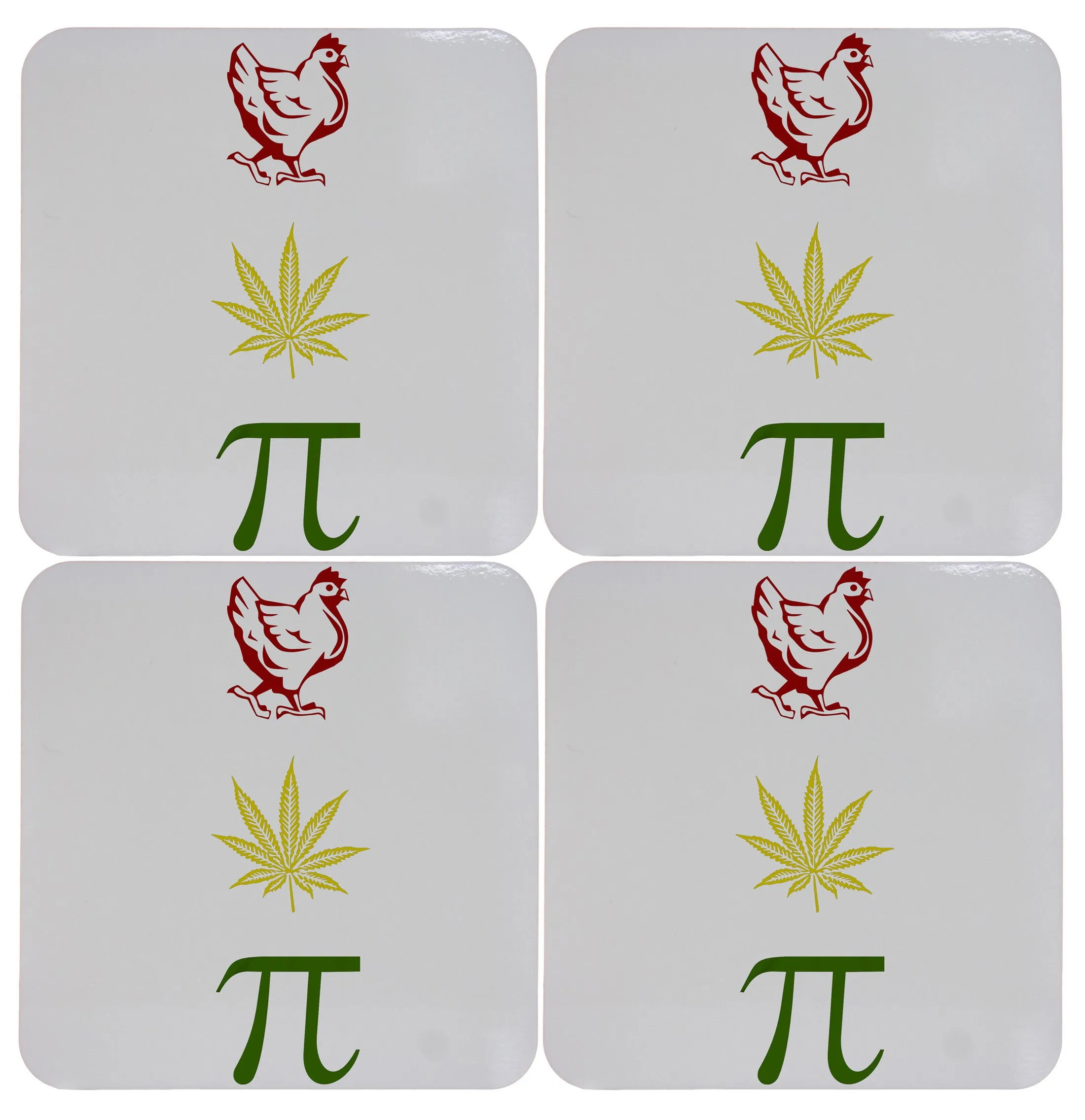 Set of Four Chicken Pot Pi Rasta Cork Backed Coasters