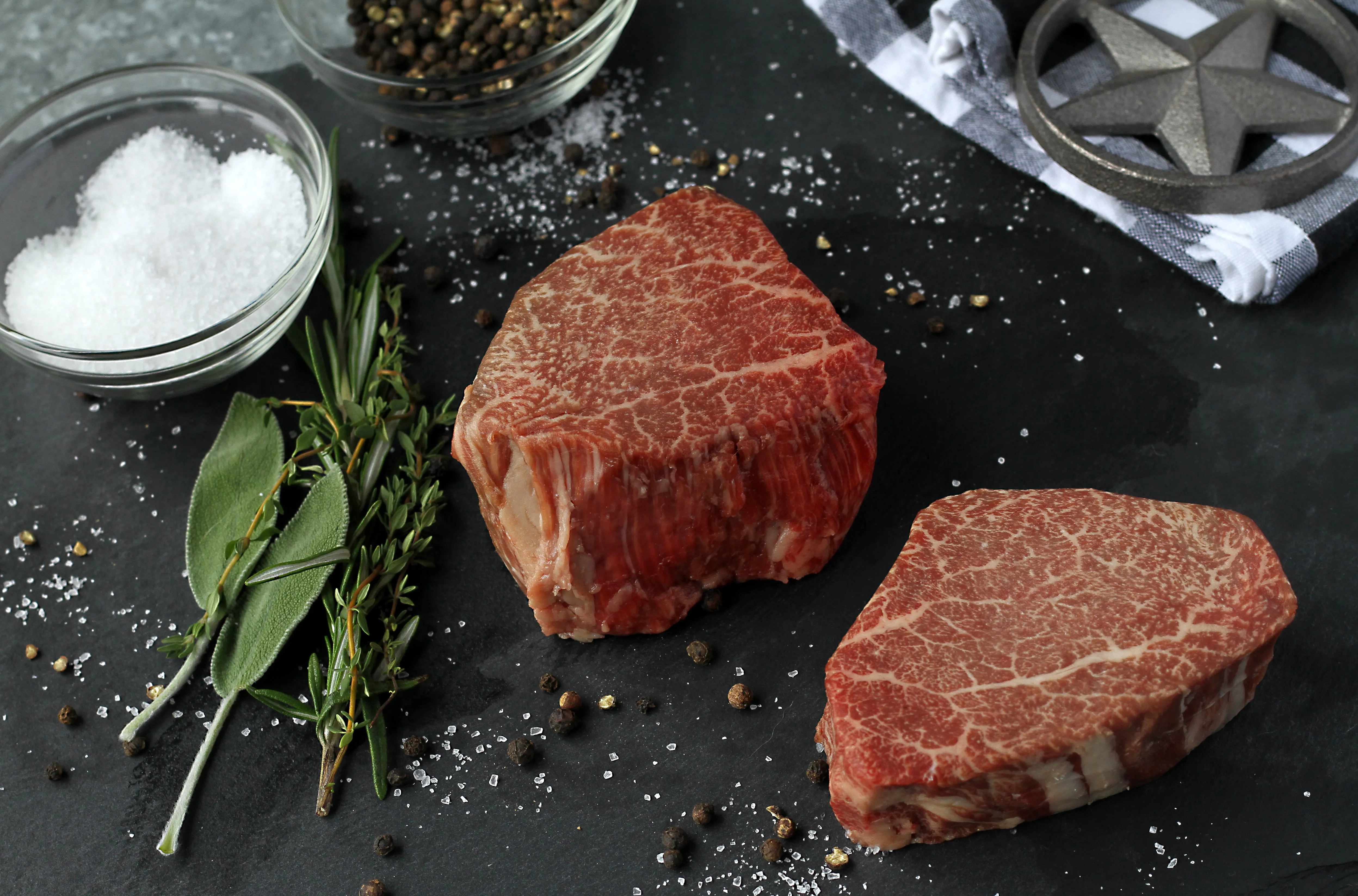 Signature Steaks - Wagyu Ribeye, NY Strip, Filet Mignon