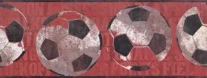 Soccer Balls Faux Distressed Wall ZB3172BD Wallpaper Border