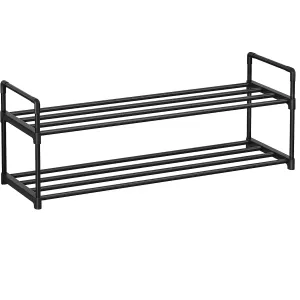 SONGMICS 2 Tier Metal Shoe Rack for 10 Pairs of Shoes Grey