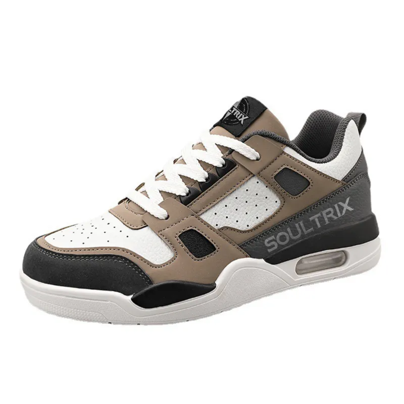 Soultrix Men's Sports and Leisure Basketball Flat Shoes, Low-Top Elevator Sneakers in Khaki for Enhanced Comfort