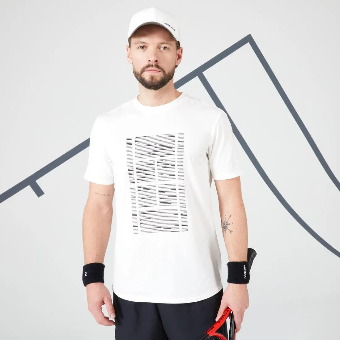 T-shirt de tennis homme - tts soft blanc cassé