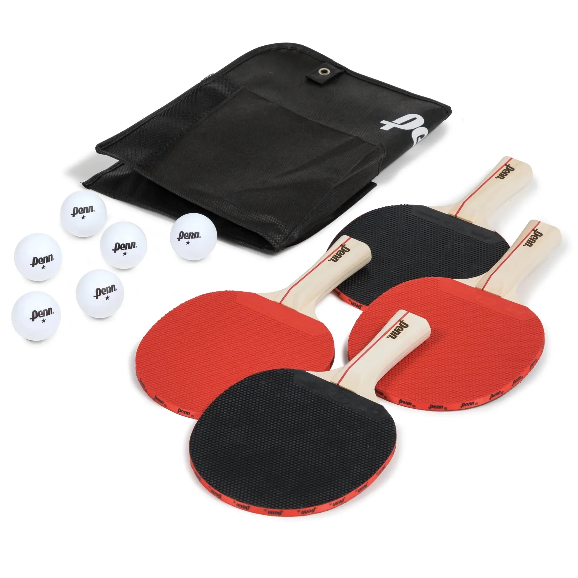 Table Tennis Accessory Set - 4 Ping Pong Paddles, 6 Balls and Storage Pocket