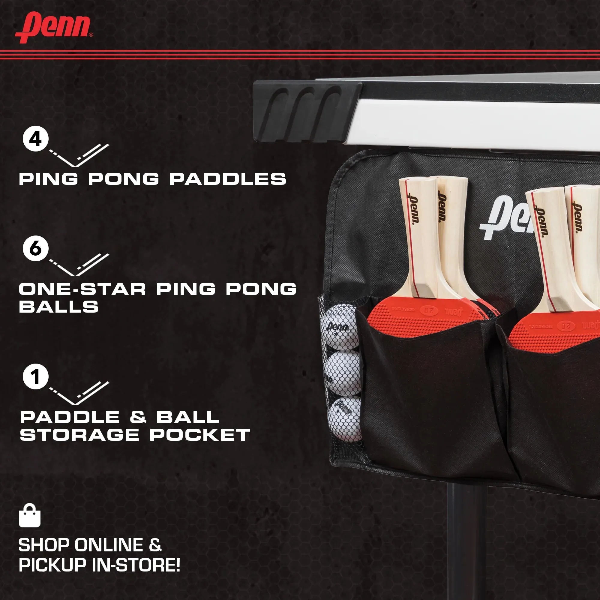 Table Tennis Accessory Set - 4 Ping Pong Paddles, 6 Balls and Storage Pocket