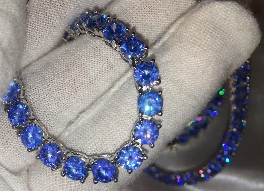Tennis Chain | Blue Diamond Tennis Chain | Tennis Necklace | Aquamarine Tennis Chain | Iced Chain  | Diamond Tennis Chain | Hip Hop Chain