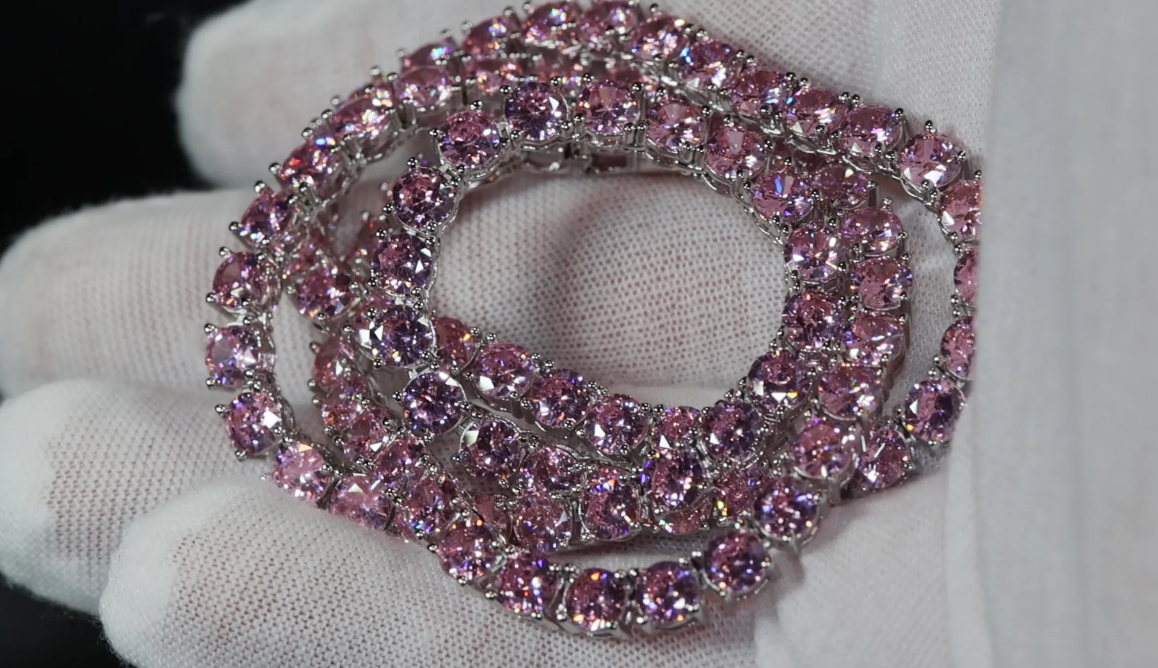 Tennis Chain | Pink Diamond Tennis Chain | Tennis Necklace | Womens Tennis Chain | Iced Chain  | Diamond Tennis Chain | Hip Hop Chain