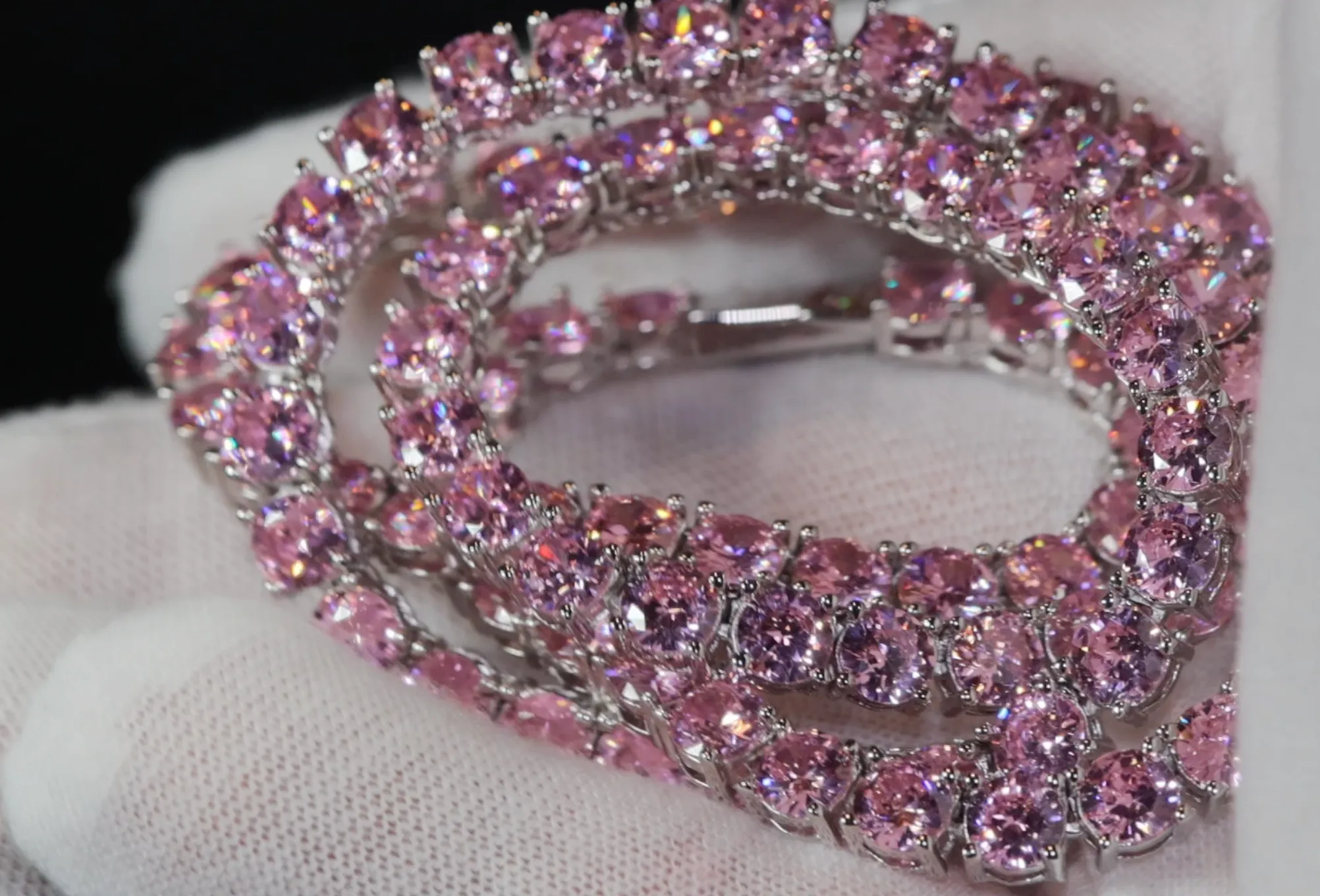Tennis Chain | Pink Diamond Tennis Chain | Tennis Necklace | Womens Tennis Chain | Iced Chain  | Diamond Tennis Chain | Hip Hop Chain