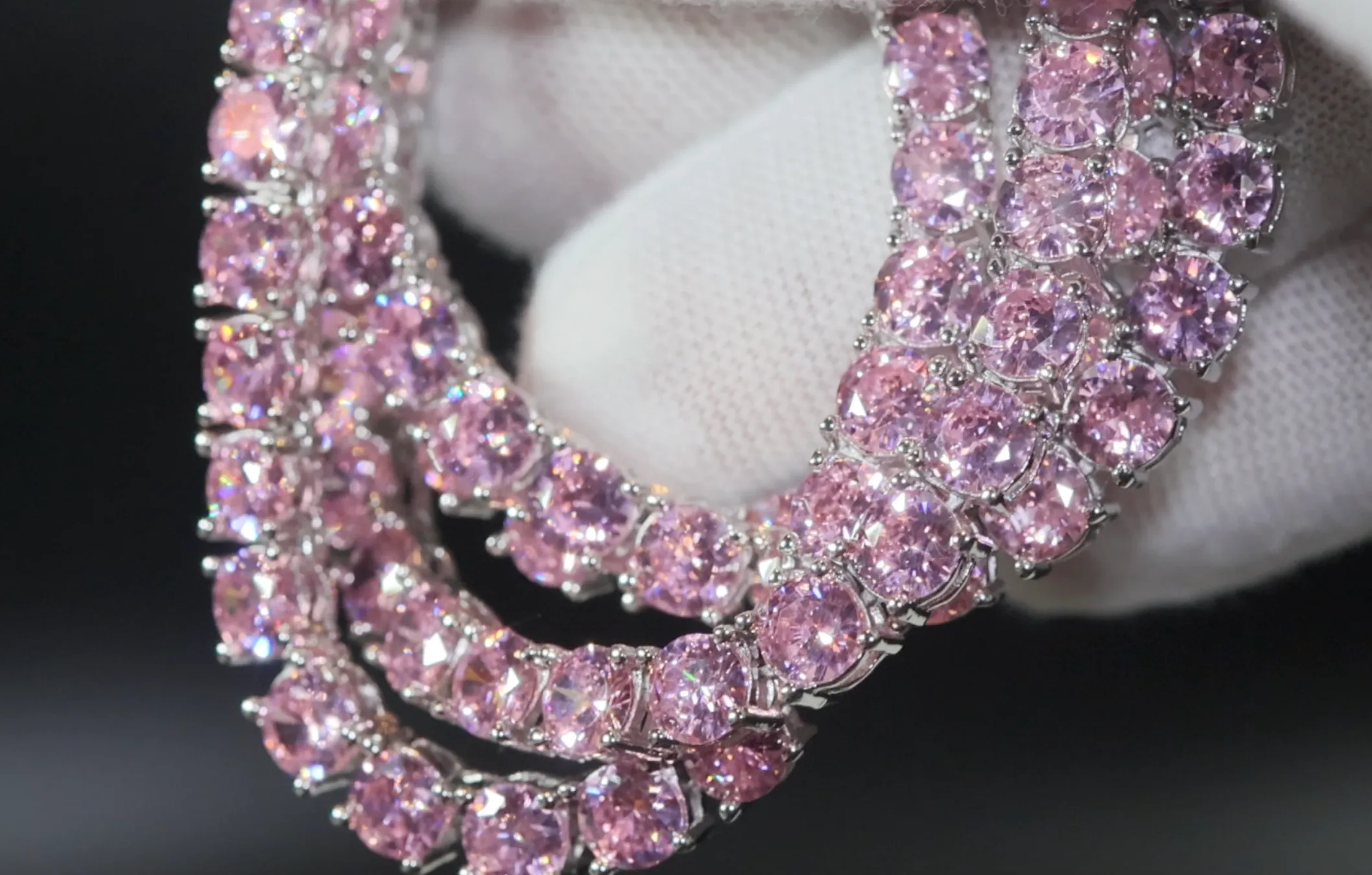 Tennis Chain | Pink Diamond Tennis Chain | Tennis Necklace | Womens Tennis Chain | Iced Chain  | Diamond Tennis Chain | Hip Hop Chain