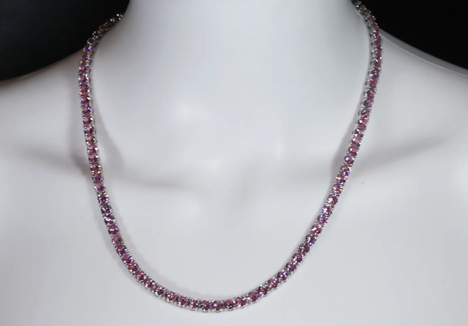 Tennis Chain | Pink Diamond Tennis Chain | Tennis Necklace | Womens Tennis Chain | Iced Chain  | Diamond Tennis Chain | Hip Hop Chain