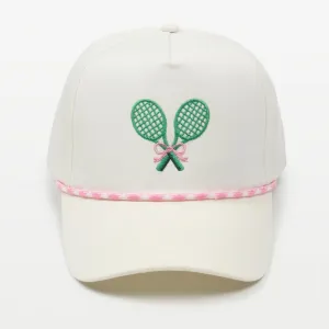 Tennis Racket With Bow Embroidered Baseball Cap With Rope Detail
