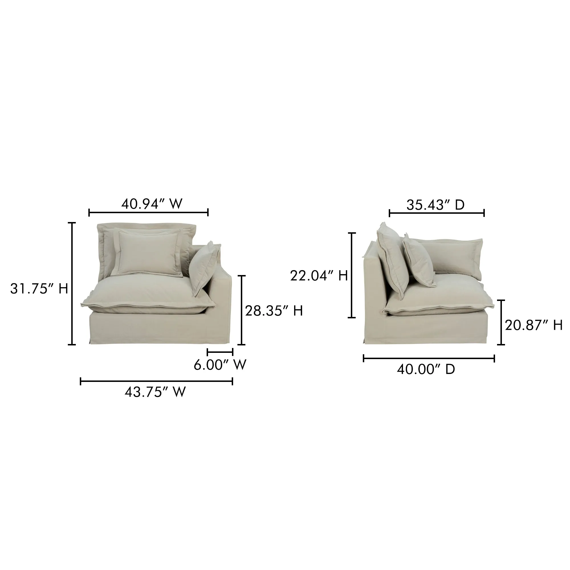Timeless Right Arm Lounger with LiveSmart Performance Fabric