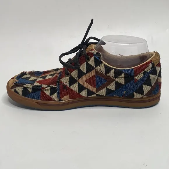 Twisted X Men's Tan &amp; Red Aztec Print Hooey Loper Lace Up Textile Shoes size 8